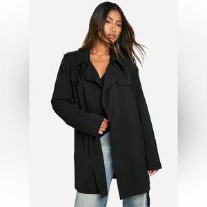 Black Women's Trench Coat - Classic Lightweight Coat